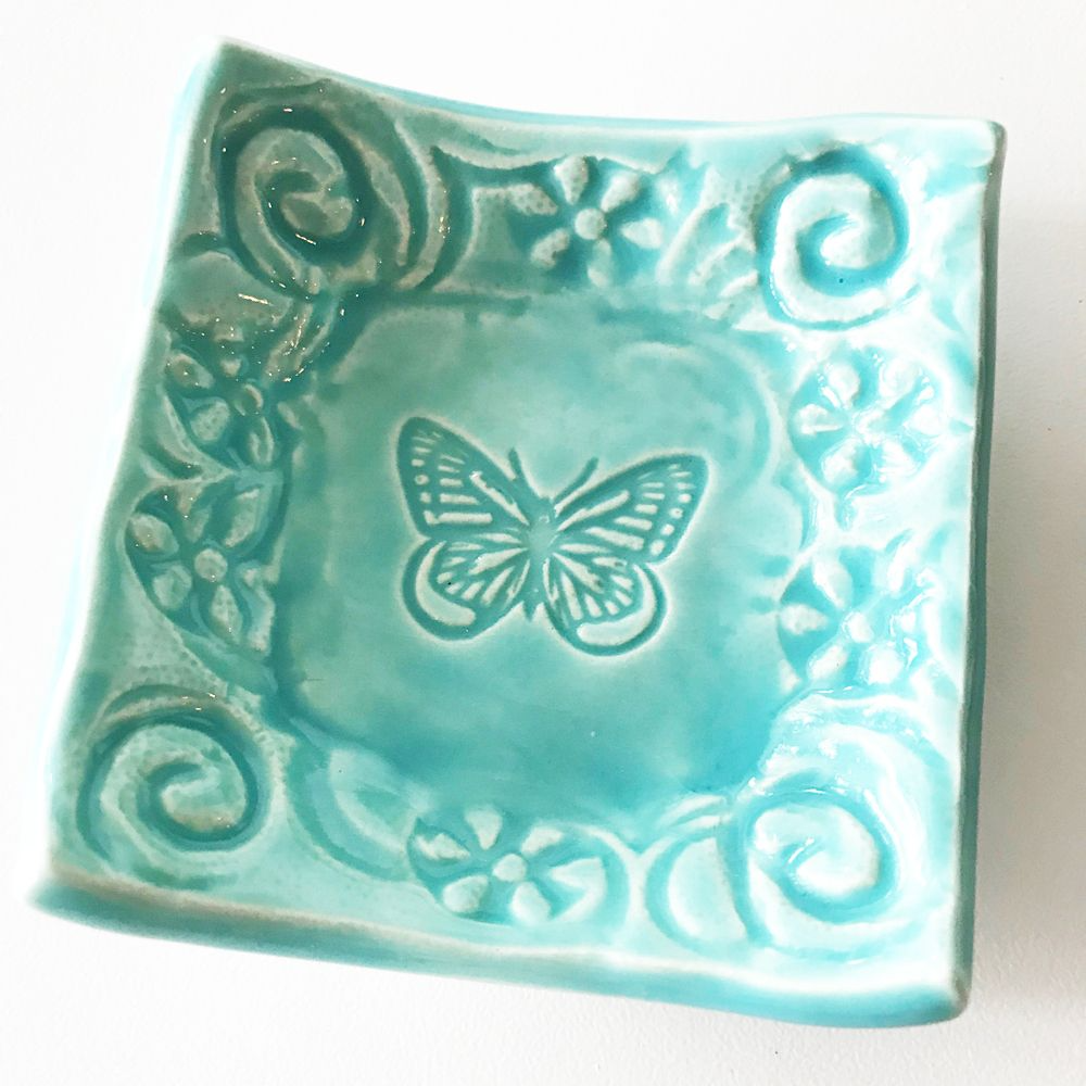 gemstone dish butterfly jewelry dish resin dish Butterfly trinket dish handmade turquoise