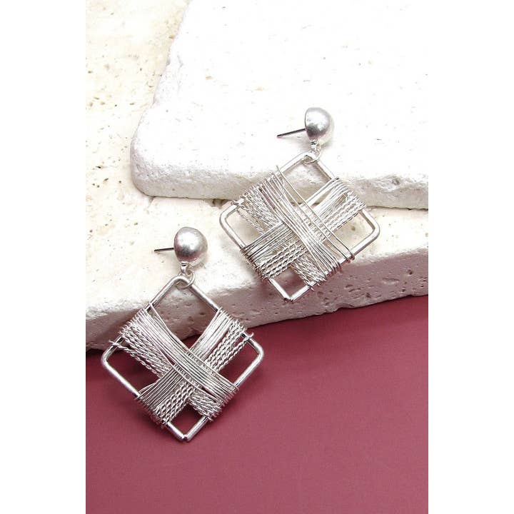 JOSSLYN by wall to wall - Wholesale Dangle Earrings - DIAMOND SHAPE MULTI WIRE DROP EARRINGS | 51E1080609