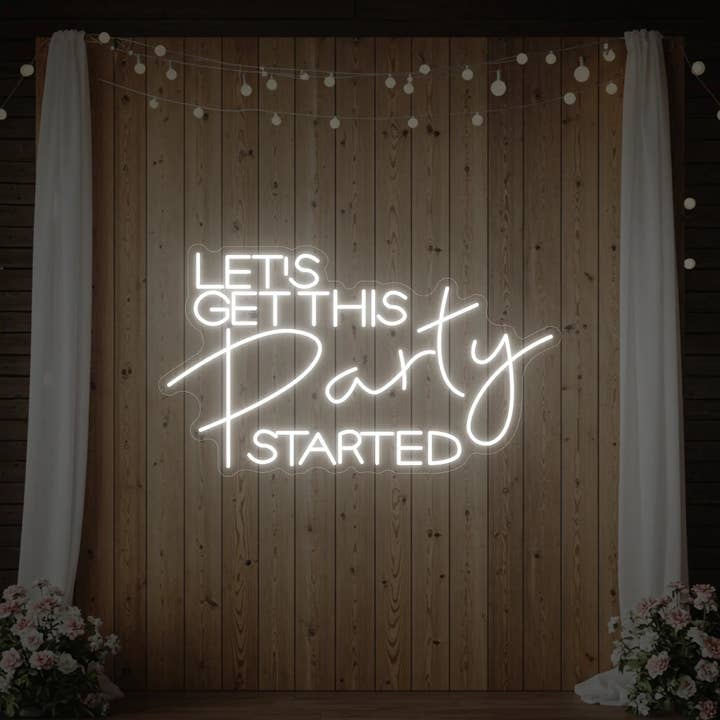 Enseigne Néon "Que la Fête Commence" pour la vente par Light Your Way