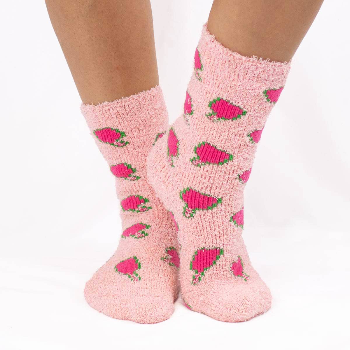 The Royal Standard - Wholesale Socks - Women's - Women's Pickleball Snuggle Socks   Pink/Green   One Size1