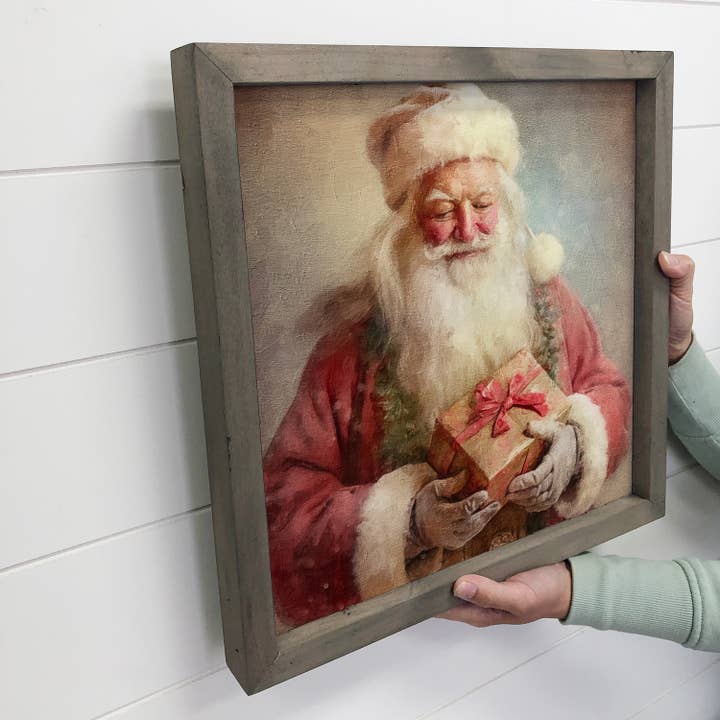 Hangout Home - Wholesale Christmas Wall Art - Vintage Santa Noel - Claus Rustic Holiday Canvas Wall Art