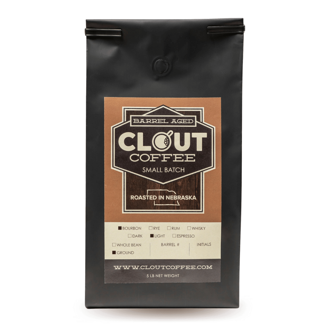Clout Coffee - Vente Grains de café - Café vieilli en baril de whisky Bourbon | 5lbs6