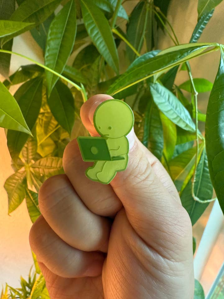 Smiski Work-A-Holic Hard Enamel Pin (Glow in the Dark) for wholesale by Hype Pins