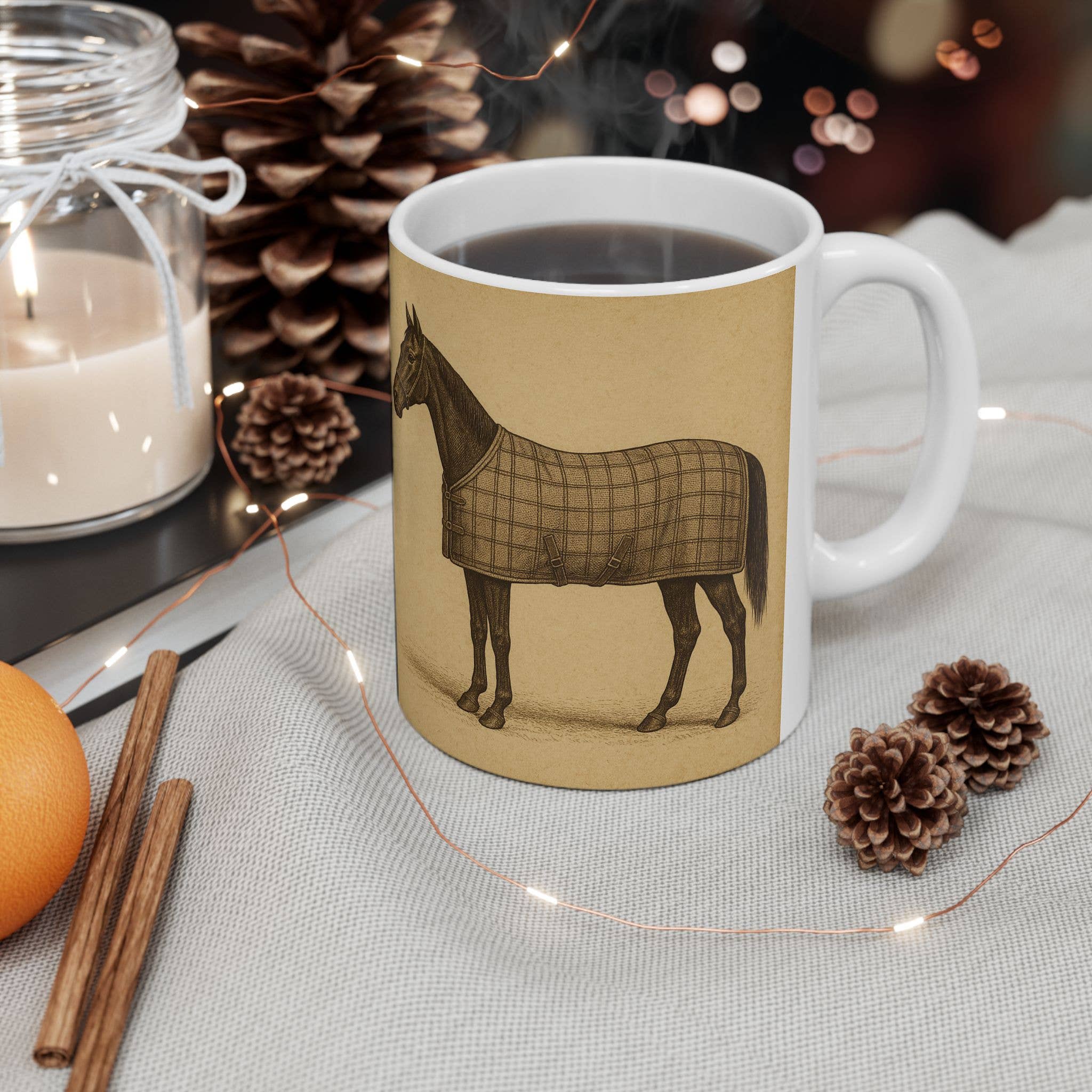 Equine & Design, LLC - Wholesale Coffee Mug - "Sweater Weather" Vintage Equestrian Ceramic Coffee Cup4