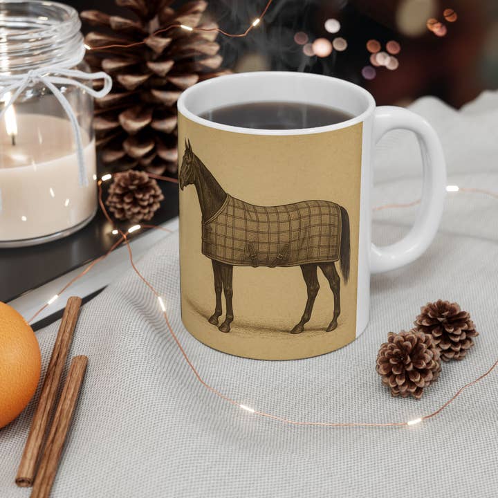 Equine & Design, LLC - Wholesale Coffee Mug - "Sweater Weather" Vintage Equestrian Ceramic Coffee Cup4