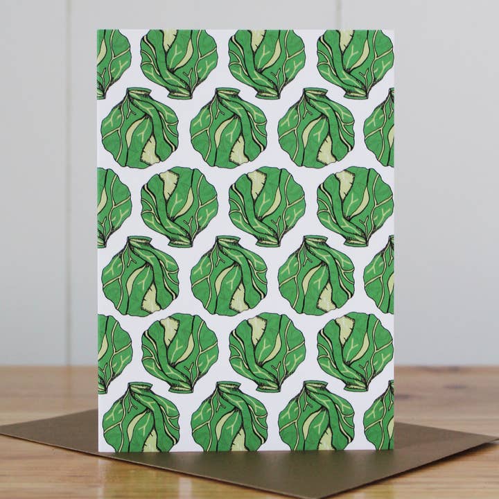 Cartão de Natal de Couves de Bruxelas - Cartão Vegan por atacado de martha and hepsie ltd