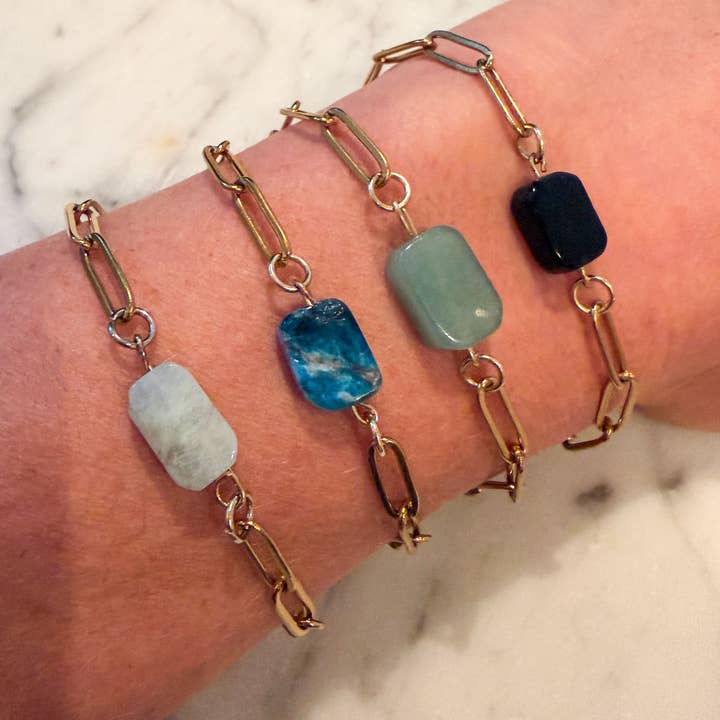 LOUIZ - Wholesale Charm/Dangle Bracelet - LOUIZ Bracelet with Aquamarine stone2