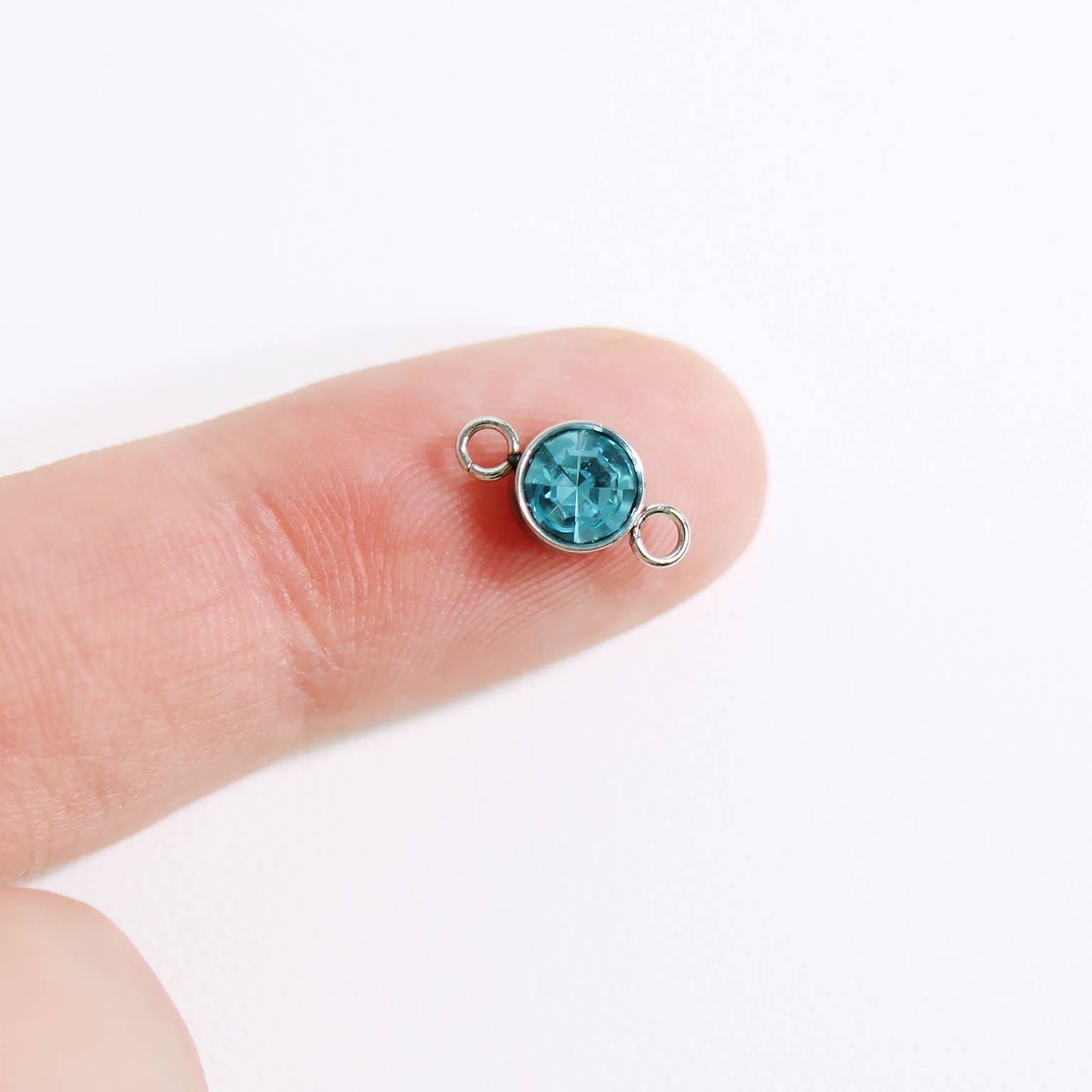 WJW - Wholesale Individual Charm/Pendant - Stainless Steel Cubic Zirconia Birthstone Connector Charms7