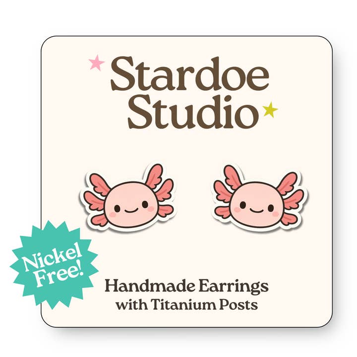 Orecchini Axolotl per la vendita all'ingrosso da parte di Stardoe Studio