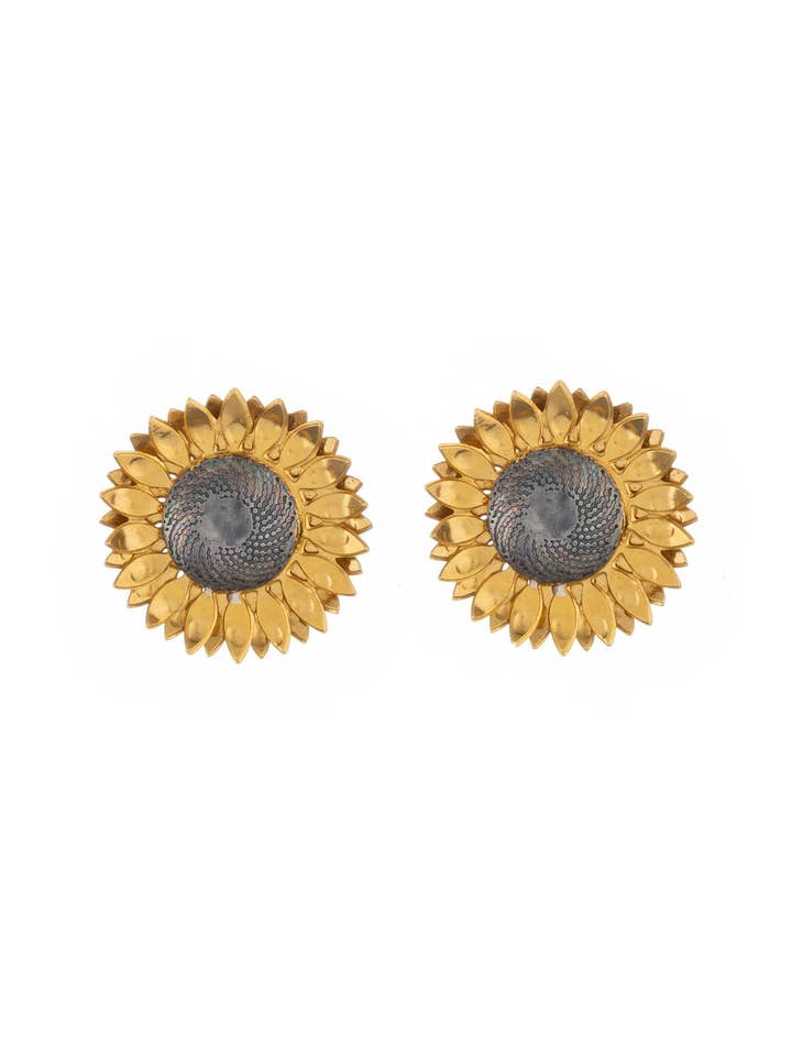 Orecchini a bottone con girasole per la vendita all'ingrosso da parte di Amanda Coleman Jewelry