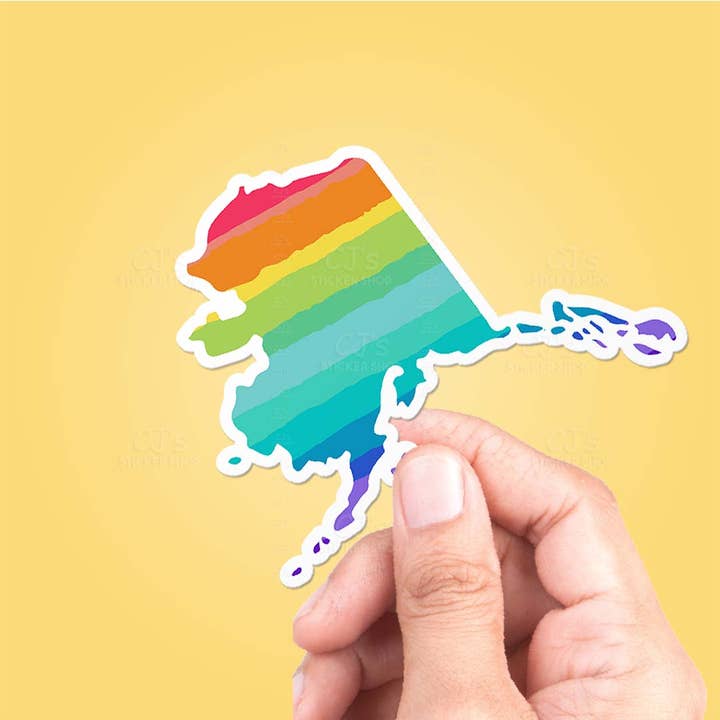 Alaska Rainbow State Sticker Vinyl Decal for wholesale by CJ's Sticker Shop