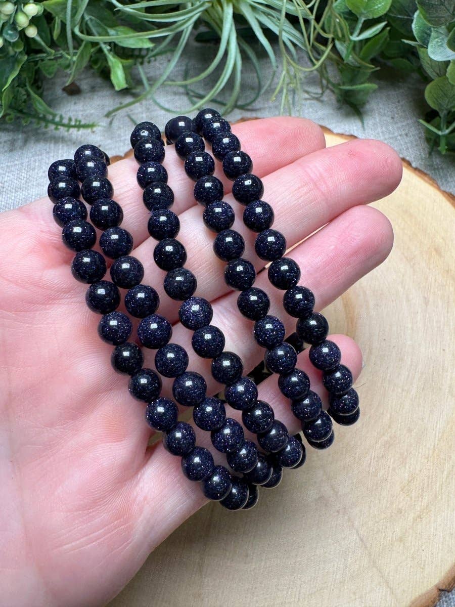 Copper Ashes - Wholesale Beaded Bracelet - Blue Sandstone 6mm Beaded Bracelet