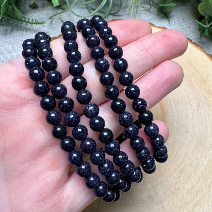 Copper Ashes - Wholesale Beaded Bracelet - Blue Sandstone 6mm Beaded Bracelet0