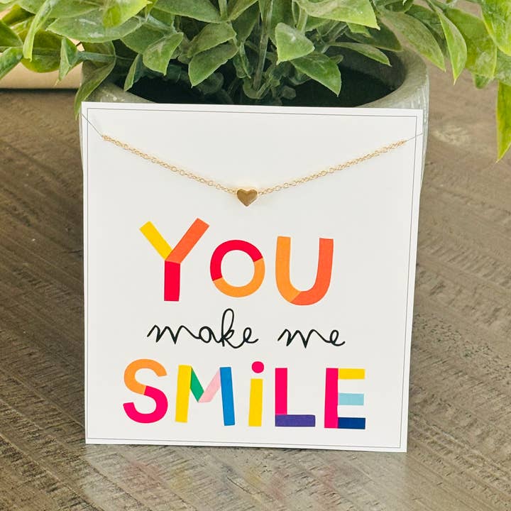 Peddle Your Paper - Vendita all'ingrosso Collana con ciondolo/pendaglio - You Make Me Smile, collana a forma di cuore su carta di cancelleria, regalo