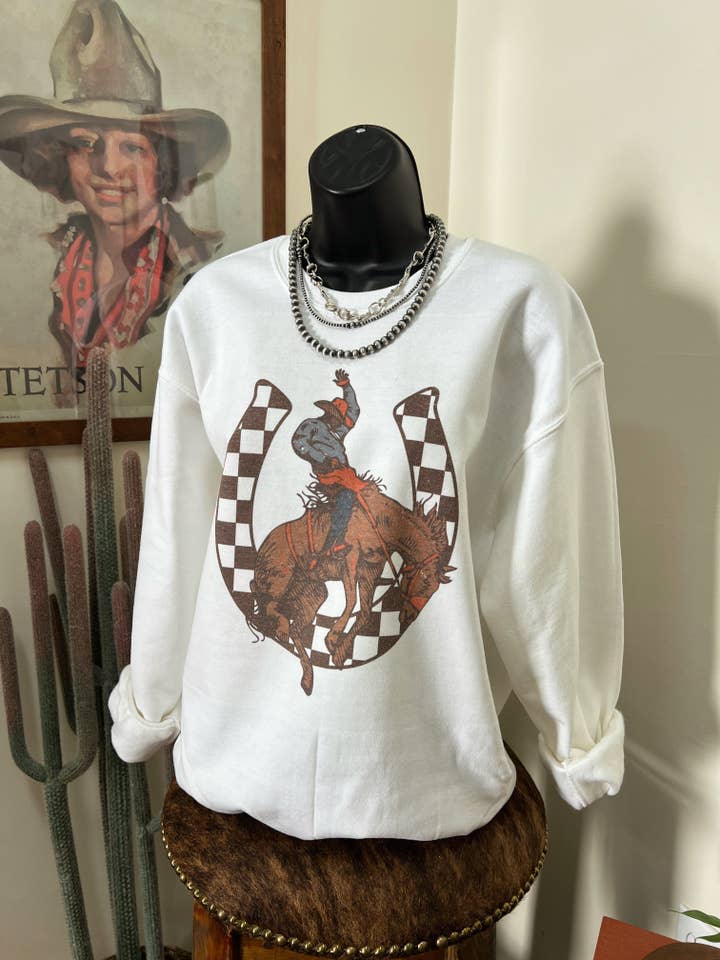 Lost Creek Boutique LLC - Wholesale Graphic Sweatshirt - Women's - Bronc Around Crewneck1