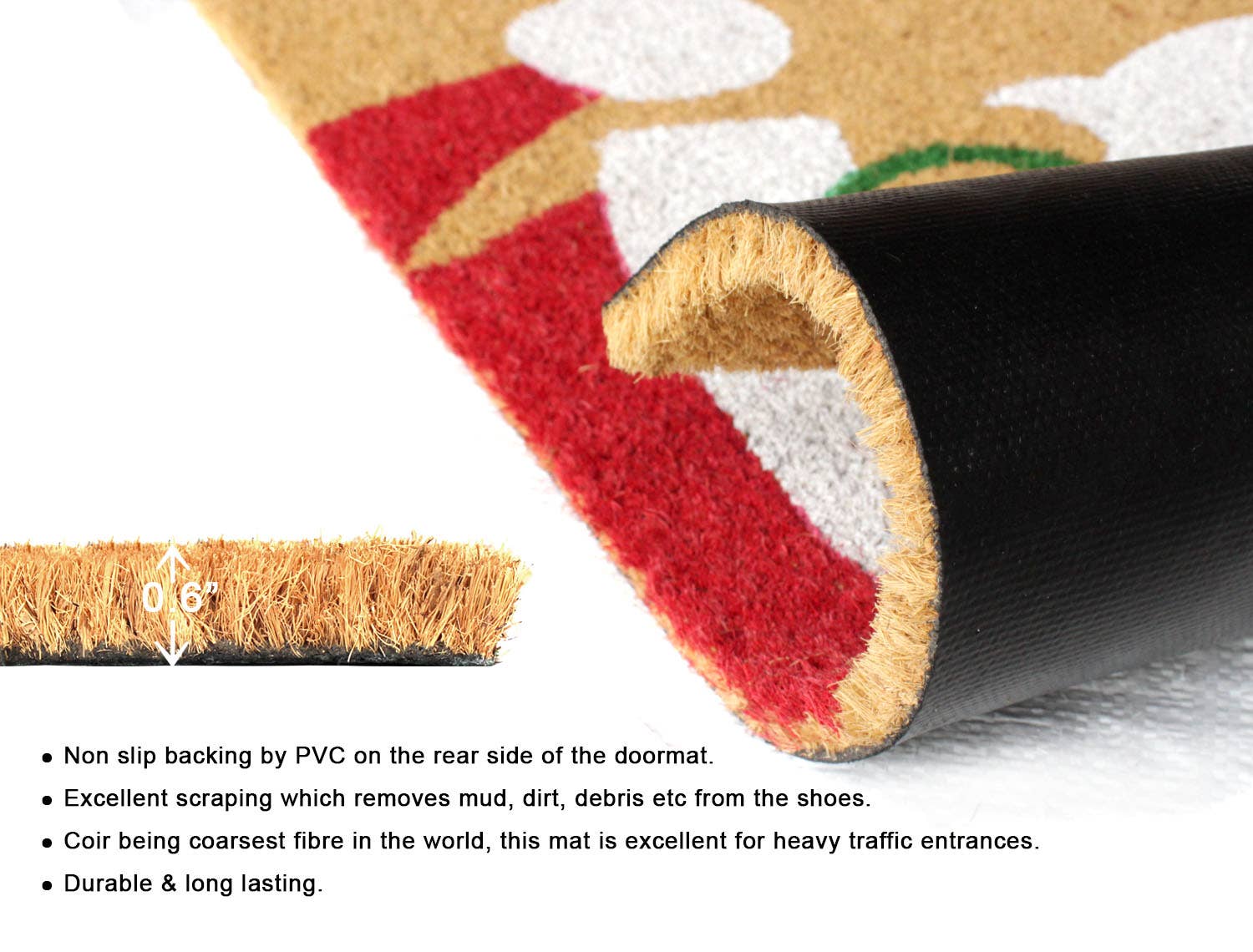 RugSmith – Capacho por atacado – Capacho RugSmith branco com estampa de Papai Noel, 45,7 cm x 76,2 cm3