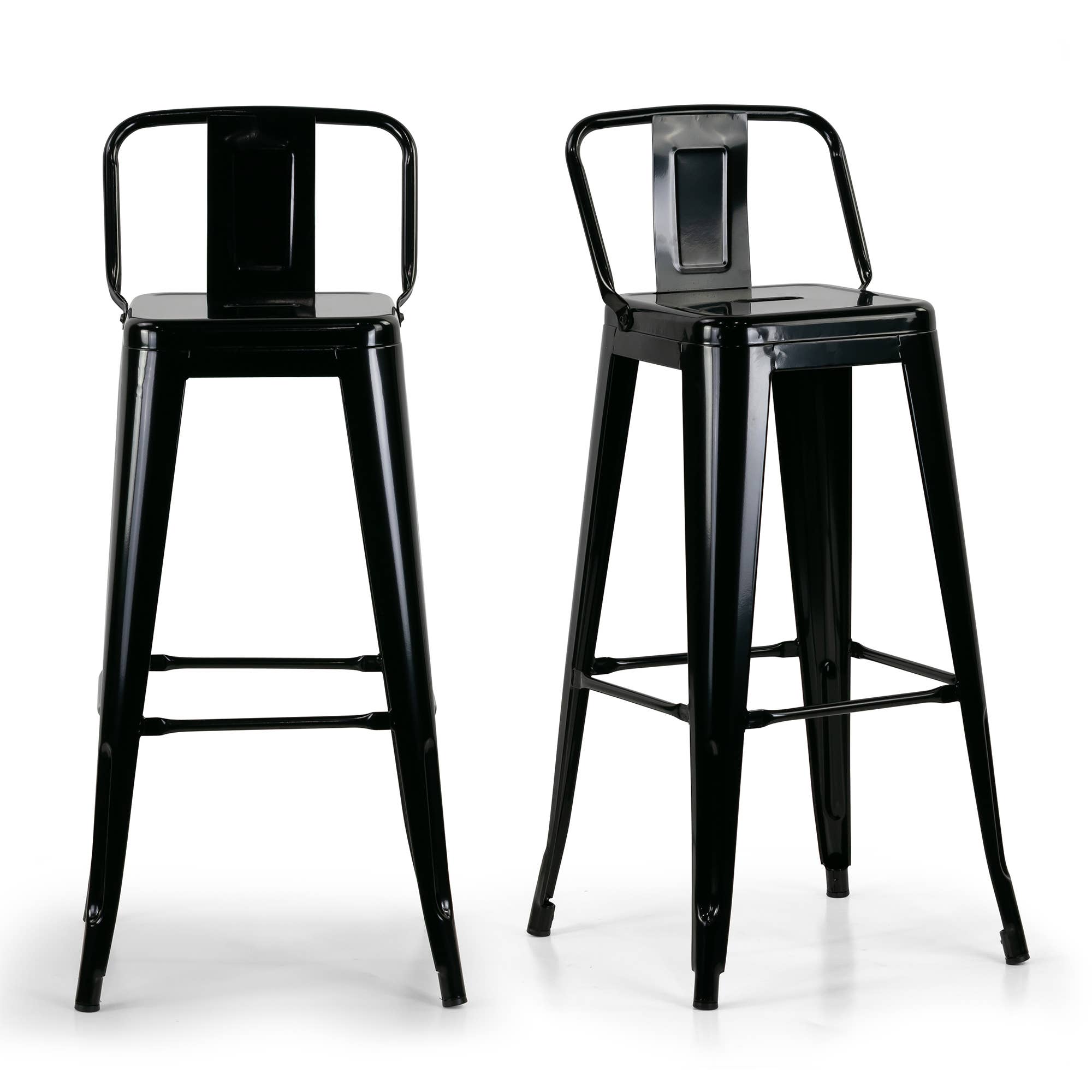 Glamour Home - Wholesale Stool - Set of 2 Barto Black Metal Bar Stool with Open Backrest0