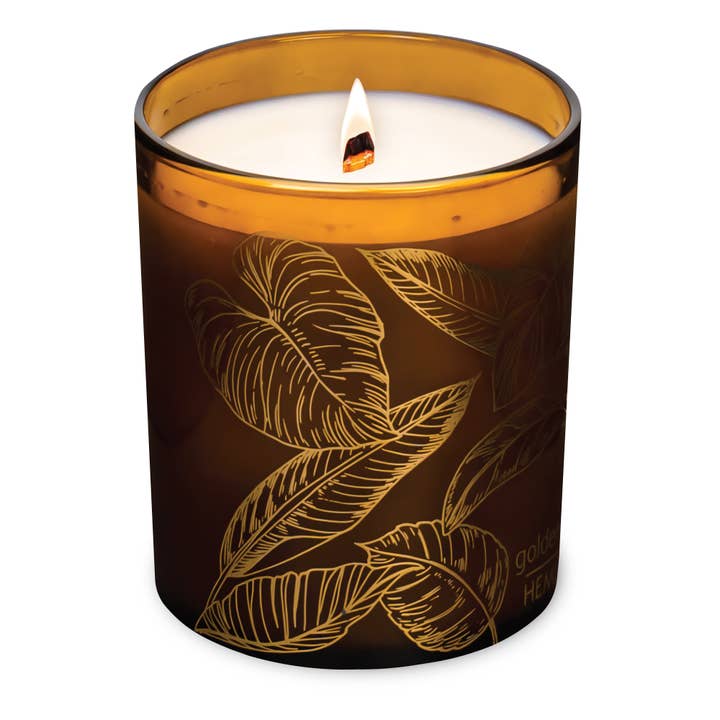 Golden Hour | 7.2 oz Amber Gold Leaf Candle for wholesale by Hemlock Park