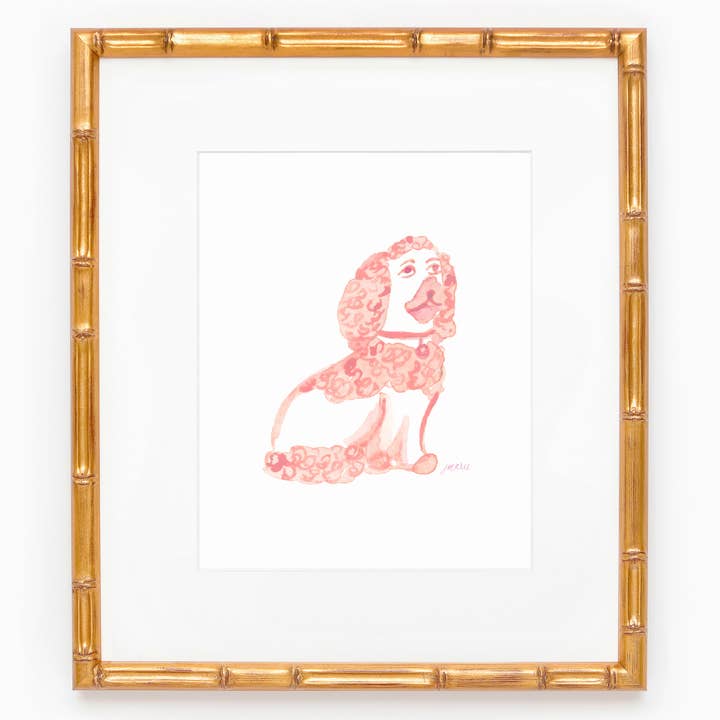 Pink Staffordshire Dog Vertical Watercolor Art Print for wholesale by Simply Jessica Marie