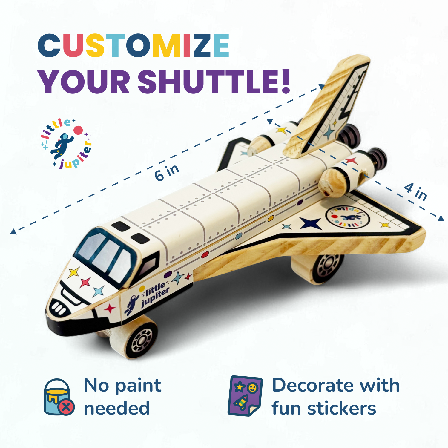 AYK Brand - Wholesale DIY Craft Kit - Kids - DIY Wooden Space Shuttle with Stickers2