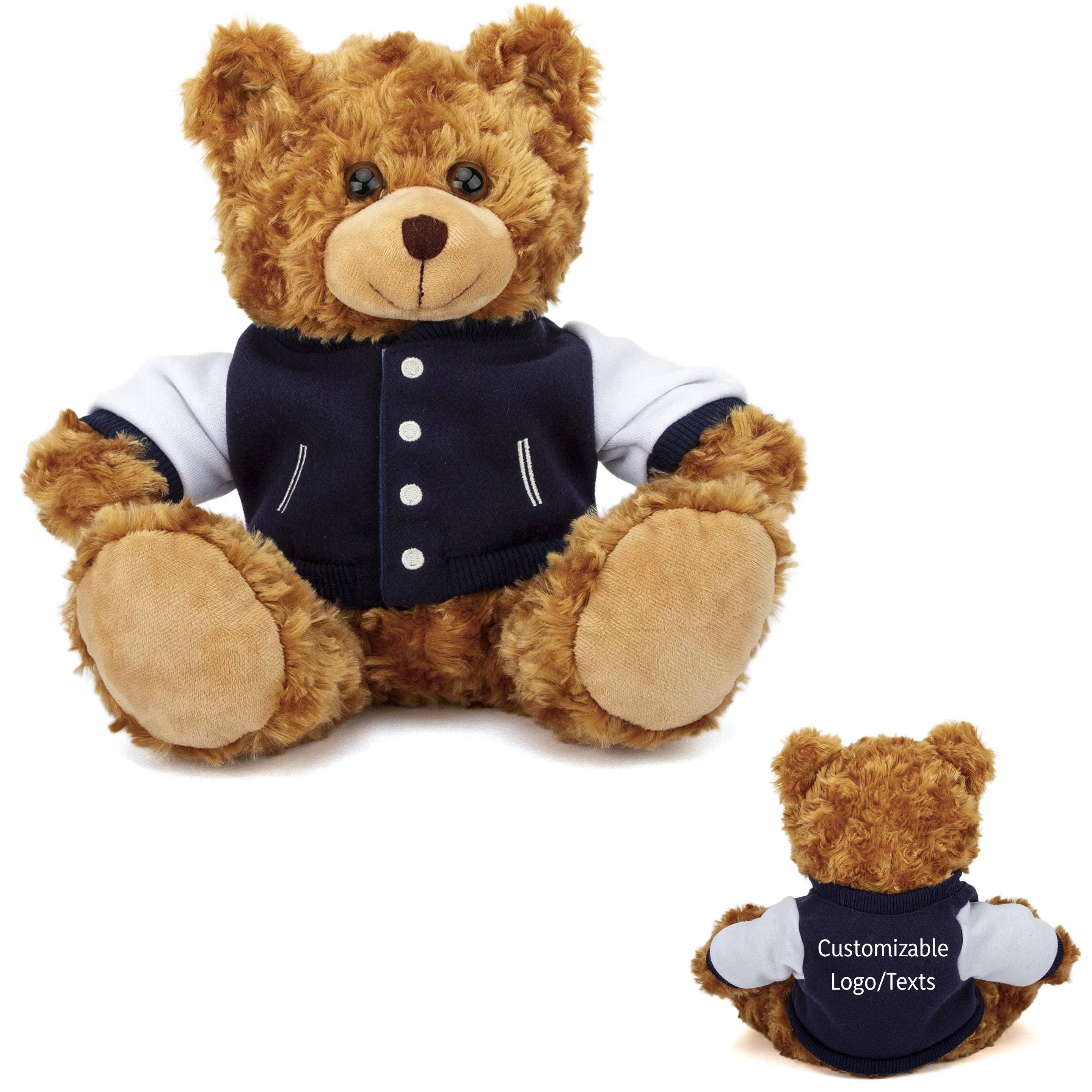 Plushland - Venta al por mayor Peluche - Niños y bebés - Oso de Peluche Mocha de 11" con Chaqueta Universitaria Personalizable9