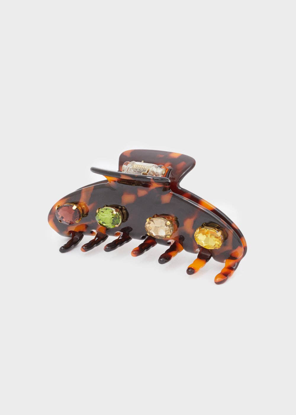 NALI' - Venta al por mayor Horquilla para el pelo - Mujer - Pinza para cabello marrón efecto carey con piedras - N610