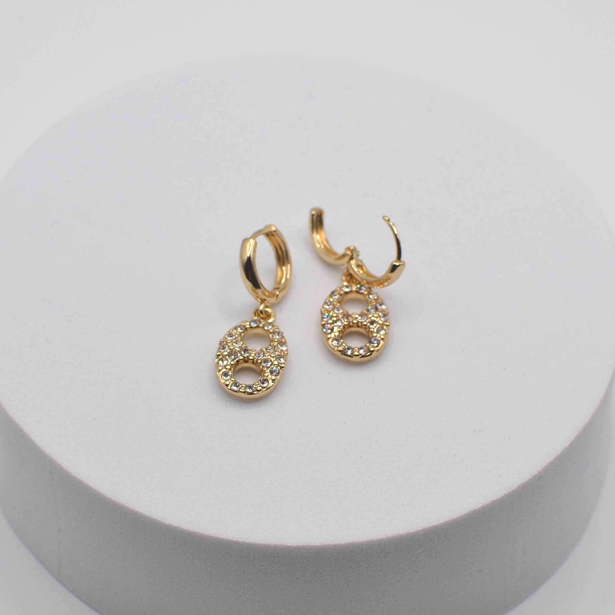 StarryNYC - Wholesale Huggie Earrings - Pig Nose Stone Huggie Earrings0