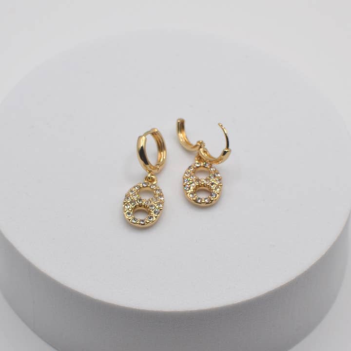 StarryNYC - Wholesale Huggie Earrings - Pig Nose Stone Huggie Earrings