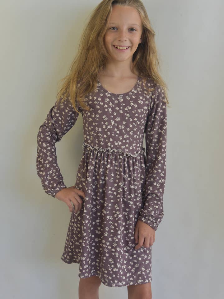 Grape ivory floral dress for wholesale by Areacode407KIDS