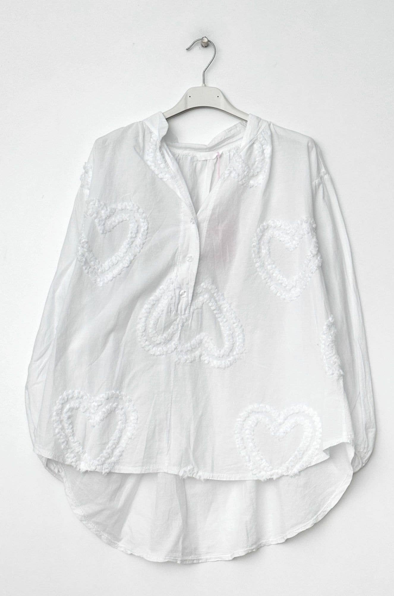Happy look - Wholesale Button Down Shirt - Women's - Cotton blouse with heart detail 2