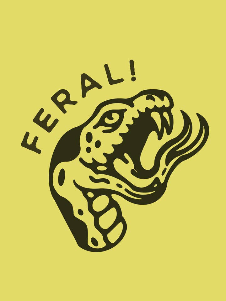 Feral! Stampa Giclée di Serpente 20x25 cm per la vendita all'ingrosso da parte di Brass Earth