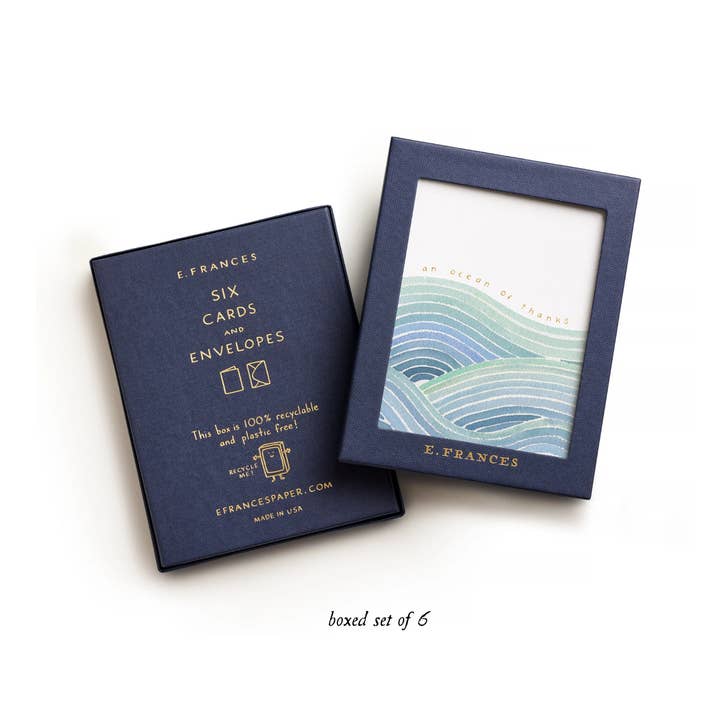 Ocean of Thanks | Bedankkaart (set van 6 stuks in doos) voor wholesale door E. Frances Paper