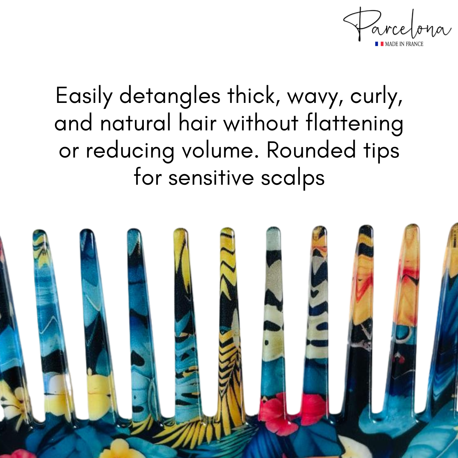 Parcelona - Wholesale Hair Brush/Comb - Parcelona Wide Tooth Comb Tropical Toucan Floral Print Comb for Thick Curly Hair79