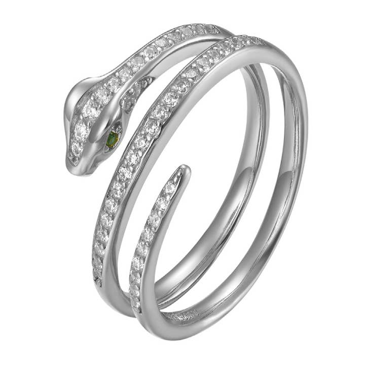 Zirconia ring - slange - 12 - rhodineret sølv for engroshandel hos Buganto