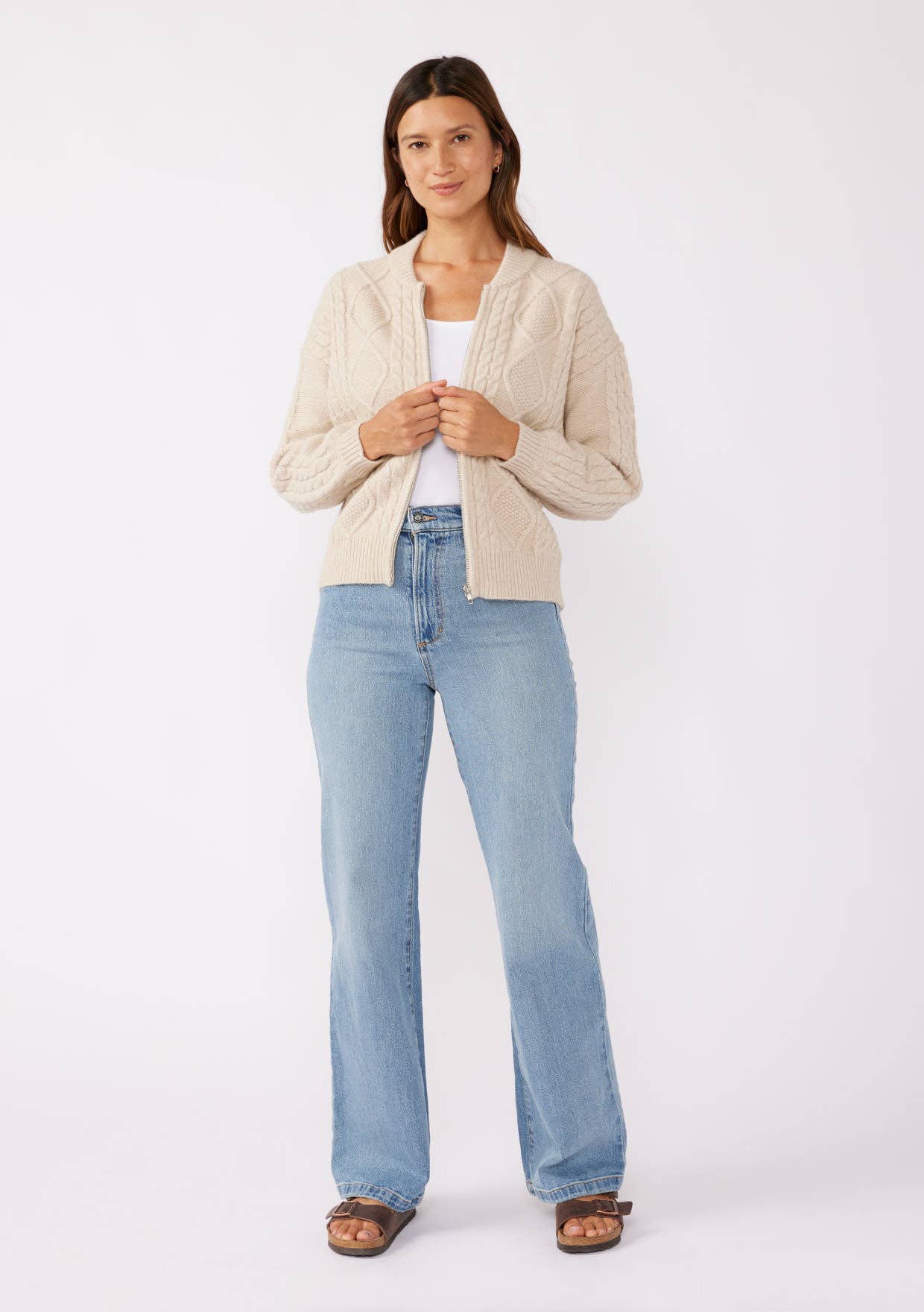 Lovestitch - Wholesale Cardigan - Women's - Long Sleeve Cable Zip-Up Coatigan10