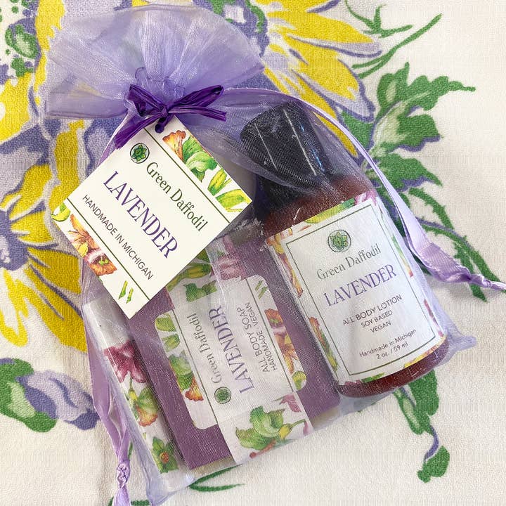 Green Daffodil Bath & Body - Wholesale Bath & Body Set - Lavender Organdy Quartet Gift Set - Essential Oil2