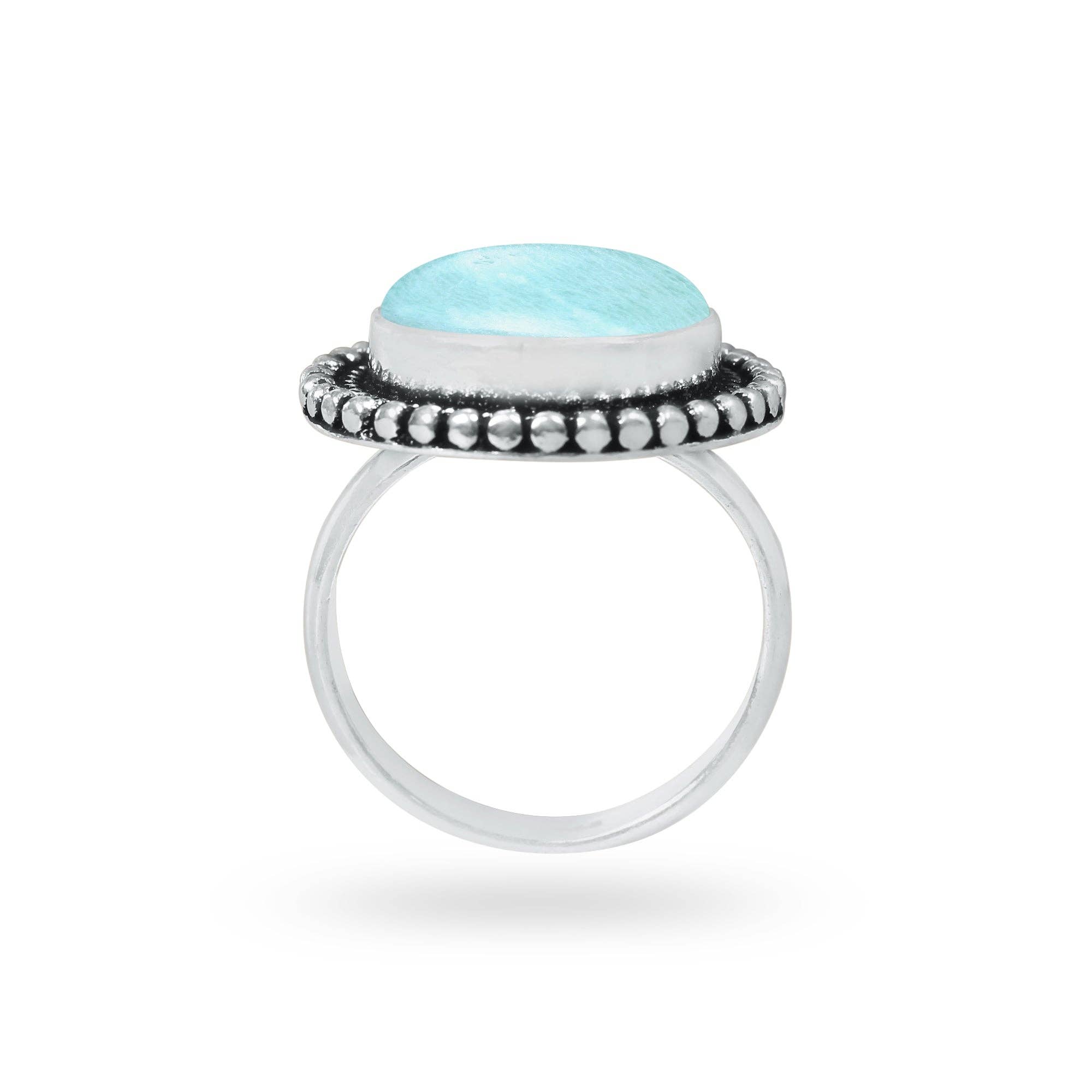 Handmade Jewels - Wholesale Cocktail/Statement Ring - Amazonite Rings – Handmade, Silver-Plated, Assorted Boho Designs (US Sizes 6–10)1