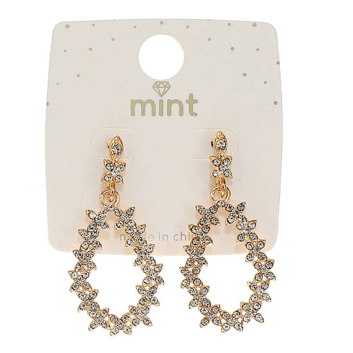 Rhinestone Flower Outline Earring for wholesale by Atlas Fashion