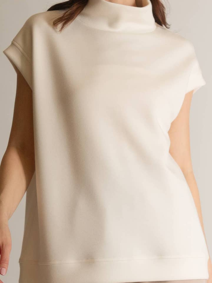 P. CILL - Wholesale Knit Top - Women's - P. CILL Butter Modal Mock Neck Capped Sleeve Top