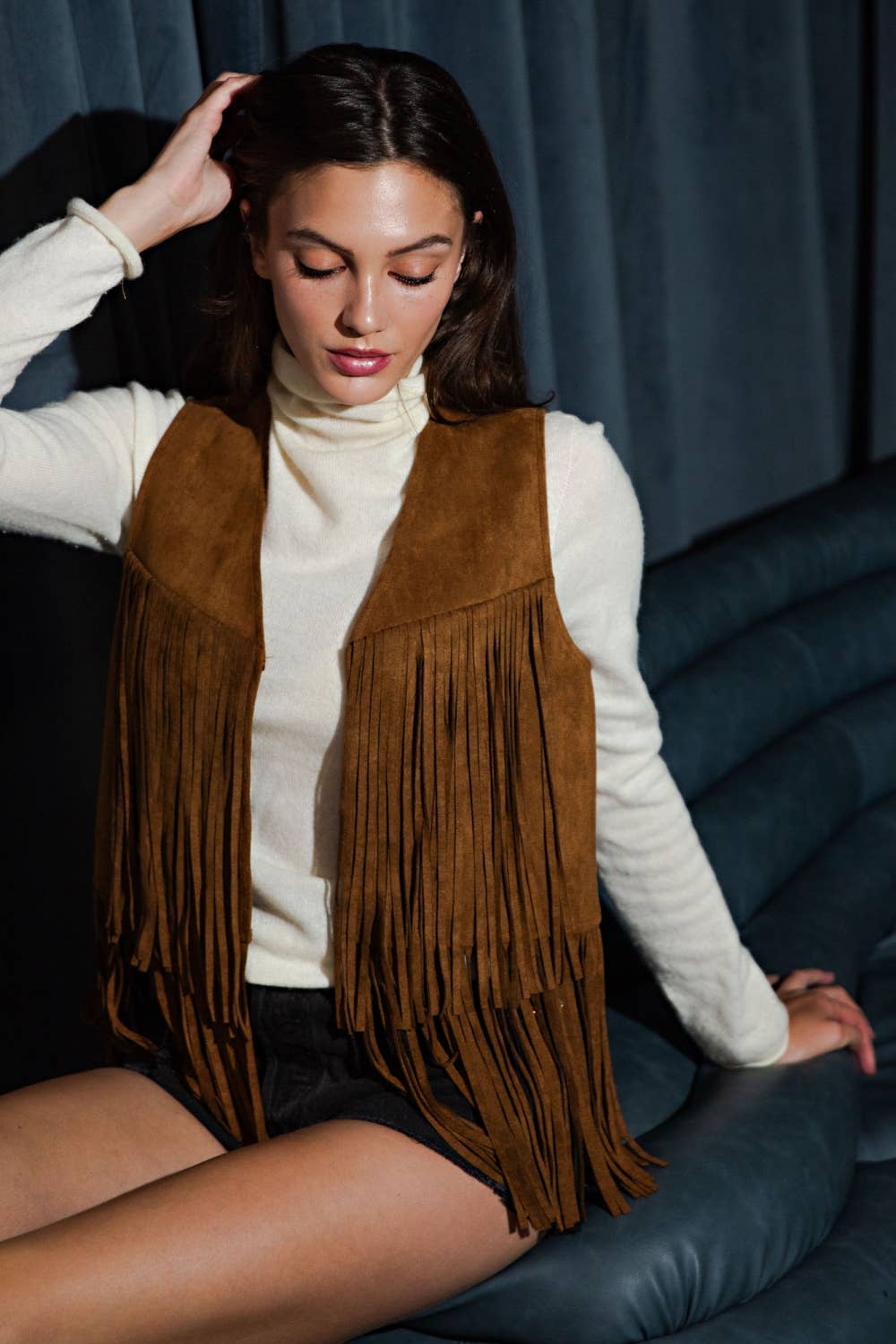 PORSHA – wholesale Outerwear Vest - Women’s – Fringe Suede Vest6