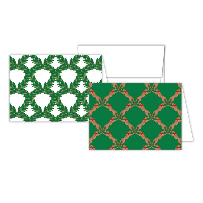 RosanneBeck Collections - Wholesale Stationery/Notecard Set - Emily McCarthy Chasing Cheetah/Holiday Laurel Stationery Notes