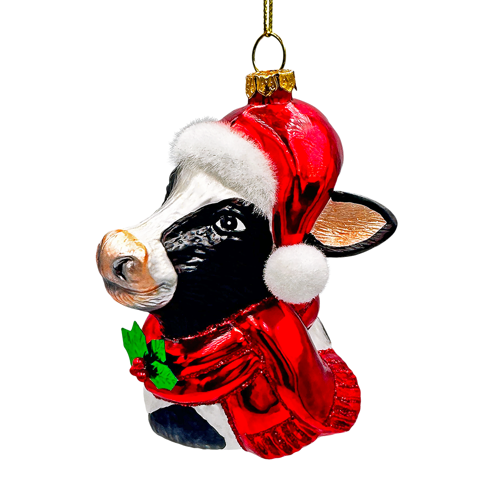 OrnamentallyYou - Wholesale Ornament - Festive Cow in Wreath Blown Glass Christmas Ornament4