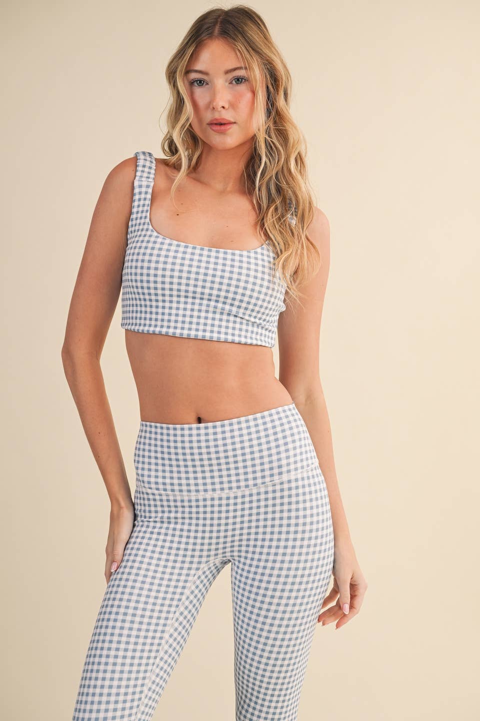 KIMBERLY C - Wholesale Sports Bra - Women's - Gingham Print Ruched Bra Top69