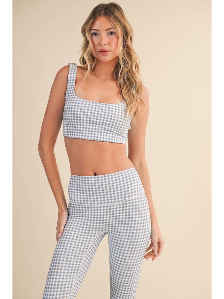 KIMBERLY C - Wholesale Sports Bra - Women's - Gingham Print Ruched Bra Top69
