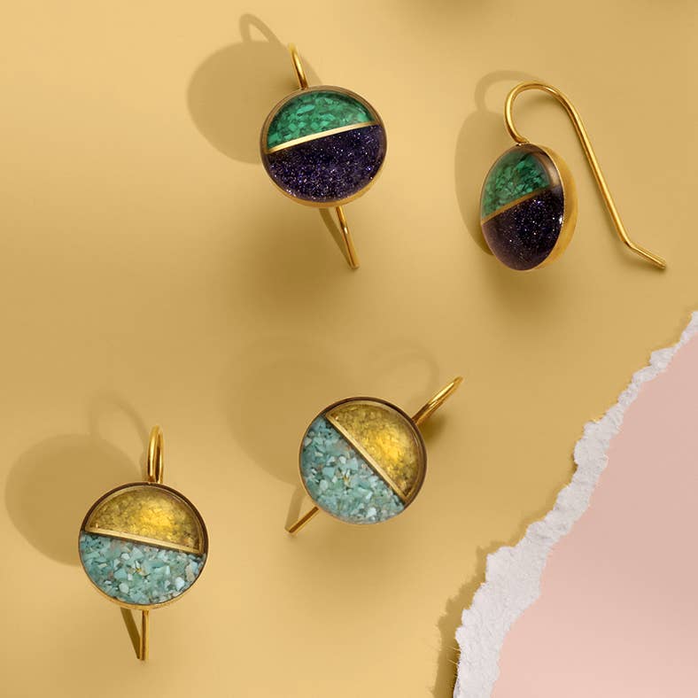 Cameoko - Wholesale Dangle Earrings - Crushed Gemstone Horizon Earrings5