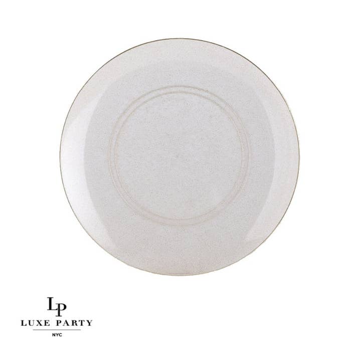 Luxe Party - Wholesale Disposable Plate - Round Clear • Gold Glitter Plastic Plates | 10 Pack