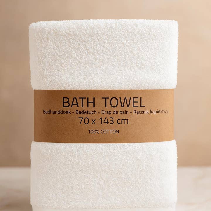 White bath towels 70x143cm – 520GSM for wholesale by NHP International