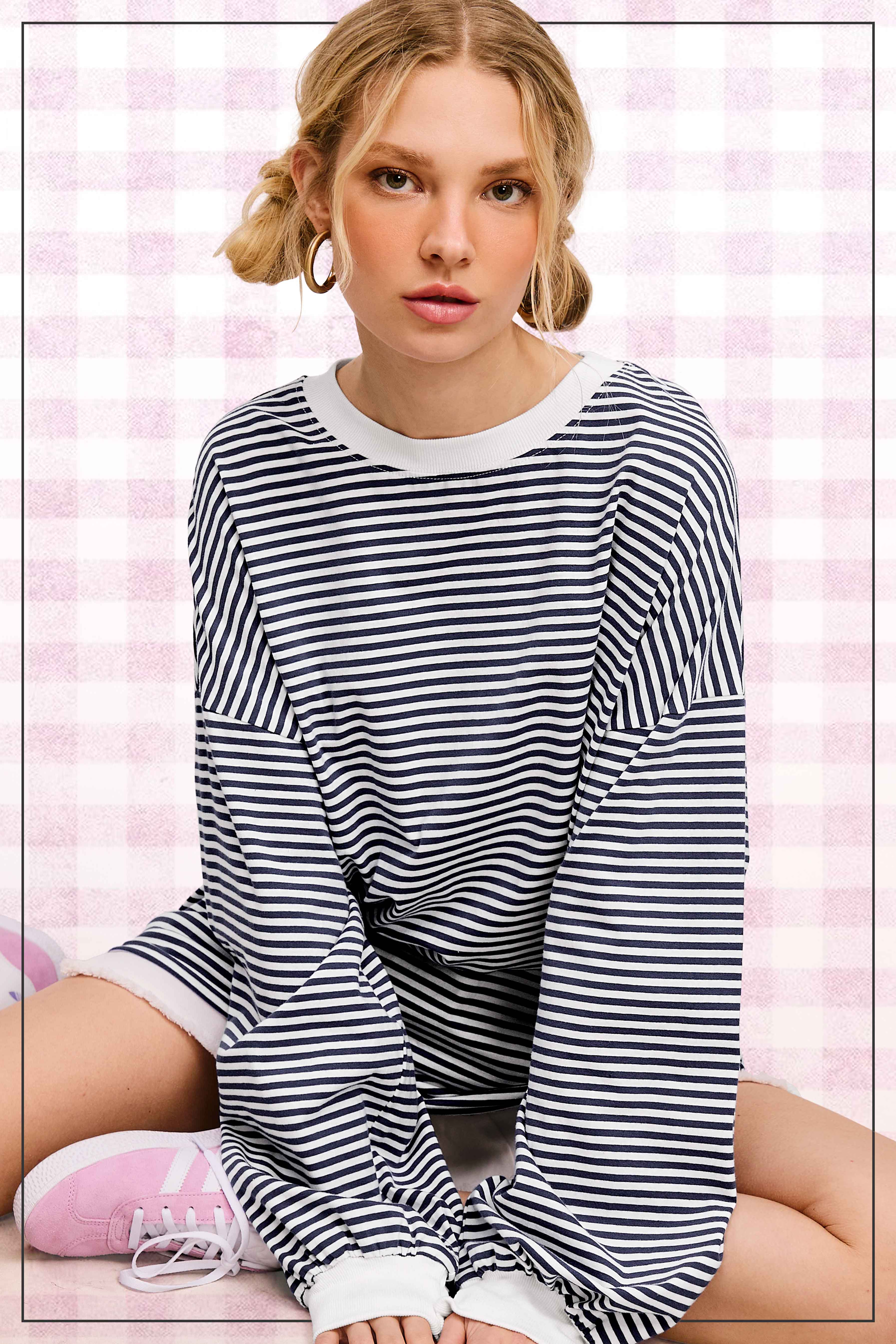 La Miel - Vente Haut en maille – femme - Pull oversize à manches longues rayé36