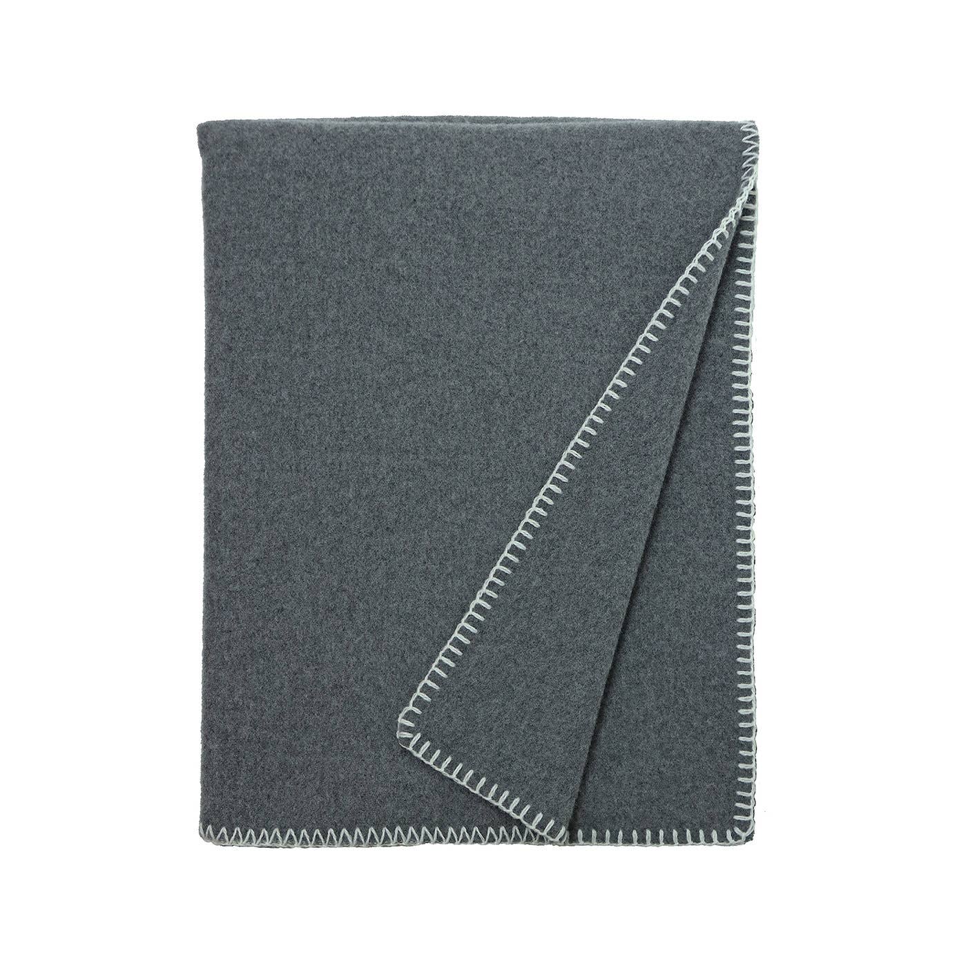 Giardino Segreto - Wholesale Throw Blanket - Pure Wool Blanket PUNTO CAVALLO | Anthracite - Cream