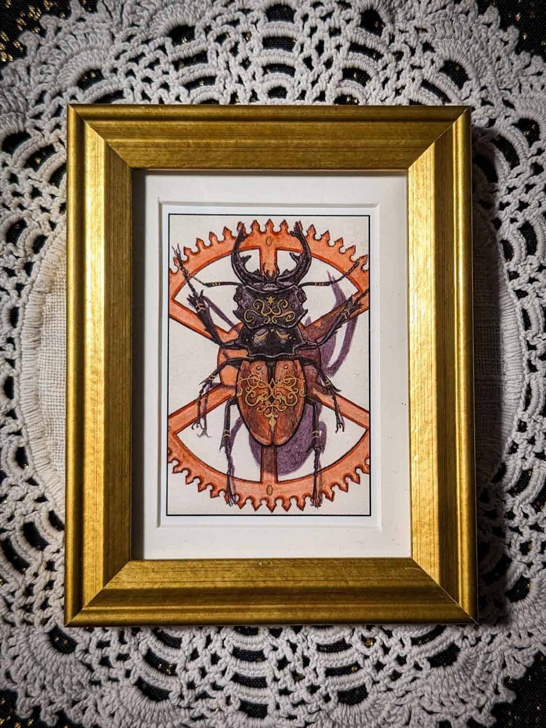 Studio Umbralux - Wholesale Kunstprint - Mini-afdruk van een hertkever met gouden lijst6